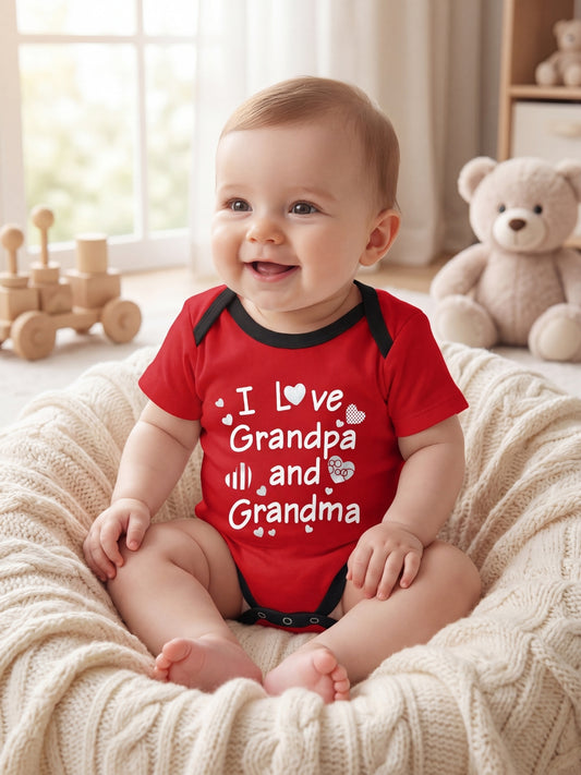 Red Imported Baby Short-Body Romper Baby Onesie | Soft Cotton, Contrast Trim
