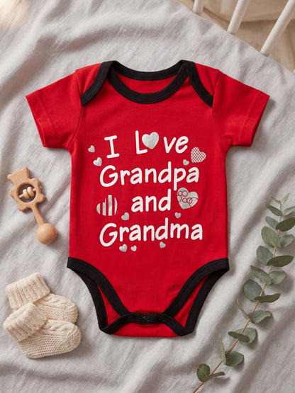 Red Imported Baby Short-Body Romper Baby Onesie | Soft Cotton, Contrast Trim