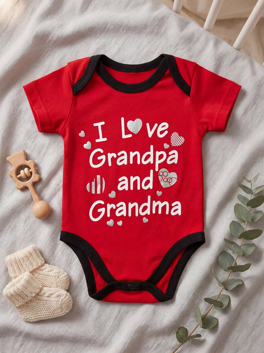 Red Imported Baby Short-Body Romper Baby Onesie | Soft Cotton, Contrast Trim