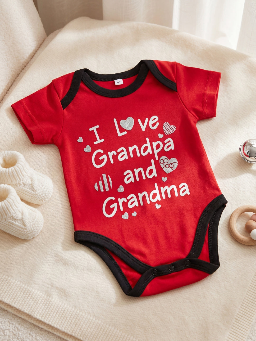 Red Imported Baby Short-Body Romper Baby Onesie | Soft Cotton, Contrast Trim