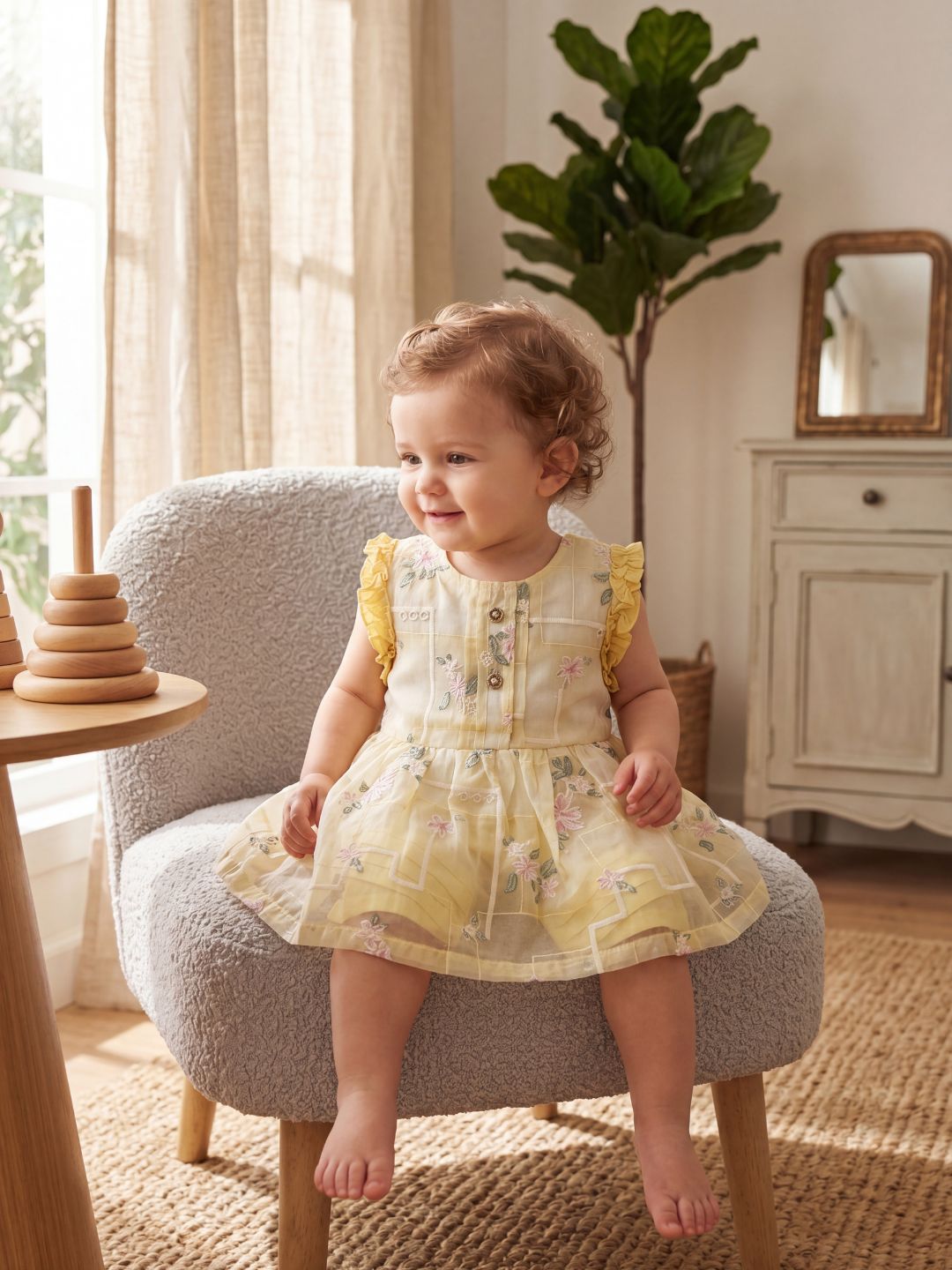 Girls Sweet Summer 2-Piece Set: Yellow Floral Peplum Top & Pleated Shorts