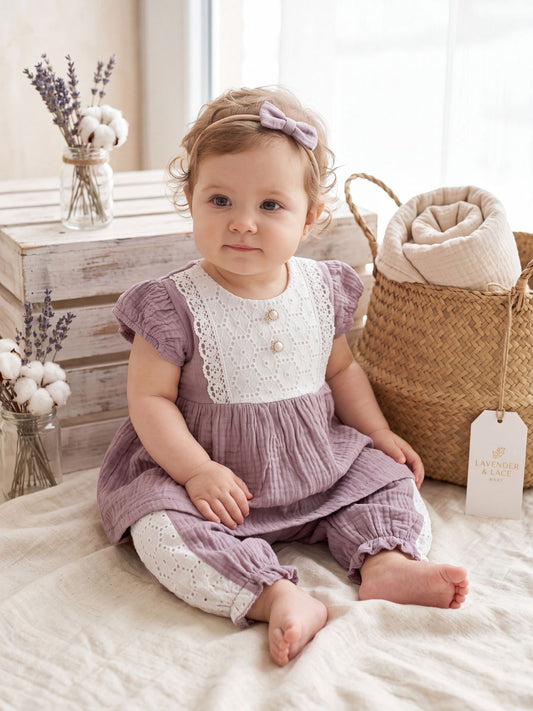 Girls Summer Crinkle Cotton Peplum Top and Shorts Outfit