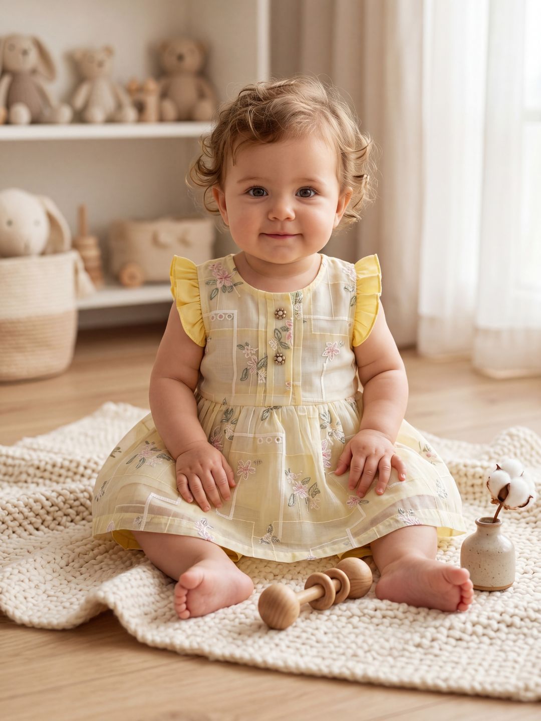 Girls Sweet Summer 2-Piece Set: Yellow Floral Peplum Top & Pleated Shorts