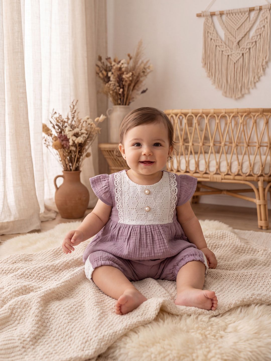 Girls Summer Crinkle Cotton Peplum Top and Shorts Outfit