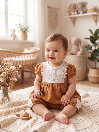 Girls Summer Crinkle Cotton Peplum Top and Shorts Outfit