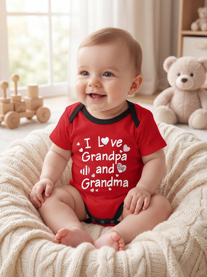 Red Imported Baby Short-Body Romper Baby Onesie | Soft Cotton, Contrast Trim