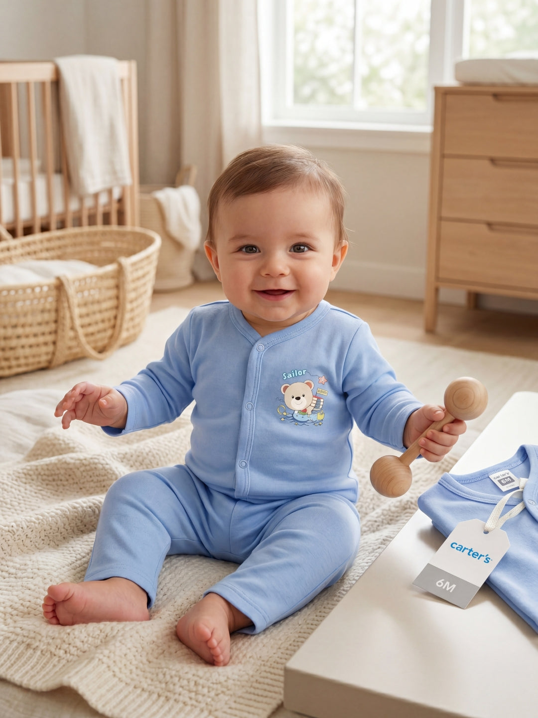 Baby Sleepsuit Light Sky Blue "2-Piece Baby Loungewear Set"